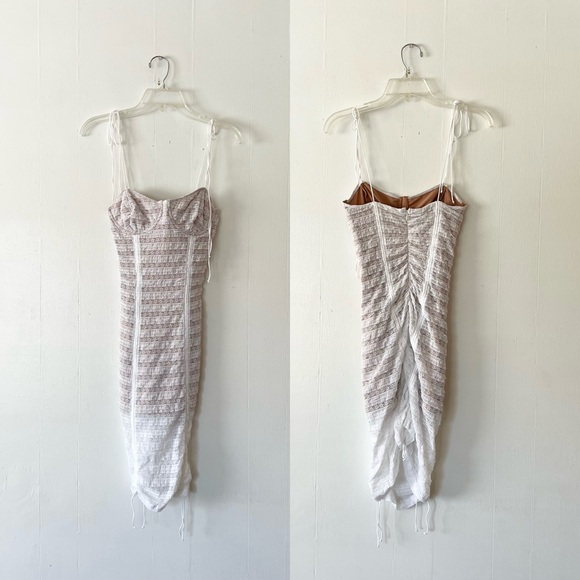 For Love & Lemons Fondant Shirred Mini Dress in White - Picture 6 of 13